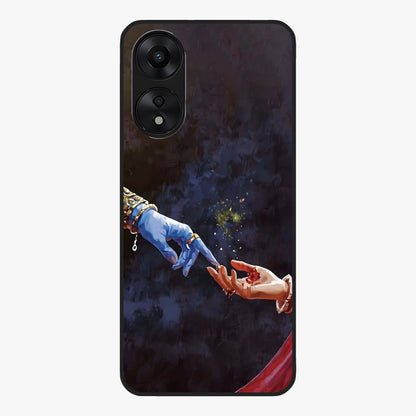 Divine Touch Eternal Glass Case showing flat back view with spiritual themed artwork and glossy glass finish.