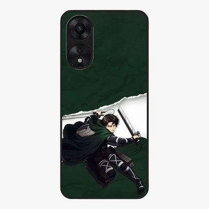 Emerald War Vanguard Glass Case showing flat back view with powerful warrior themed artwork and glossy glass finish.