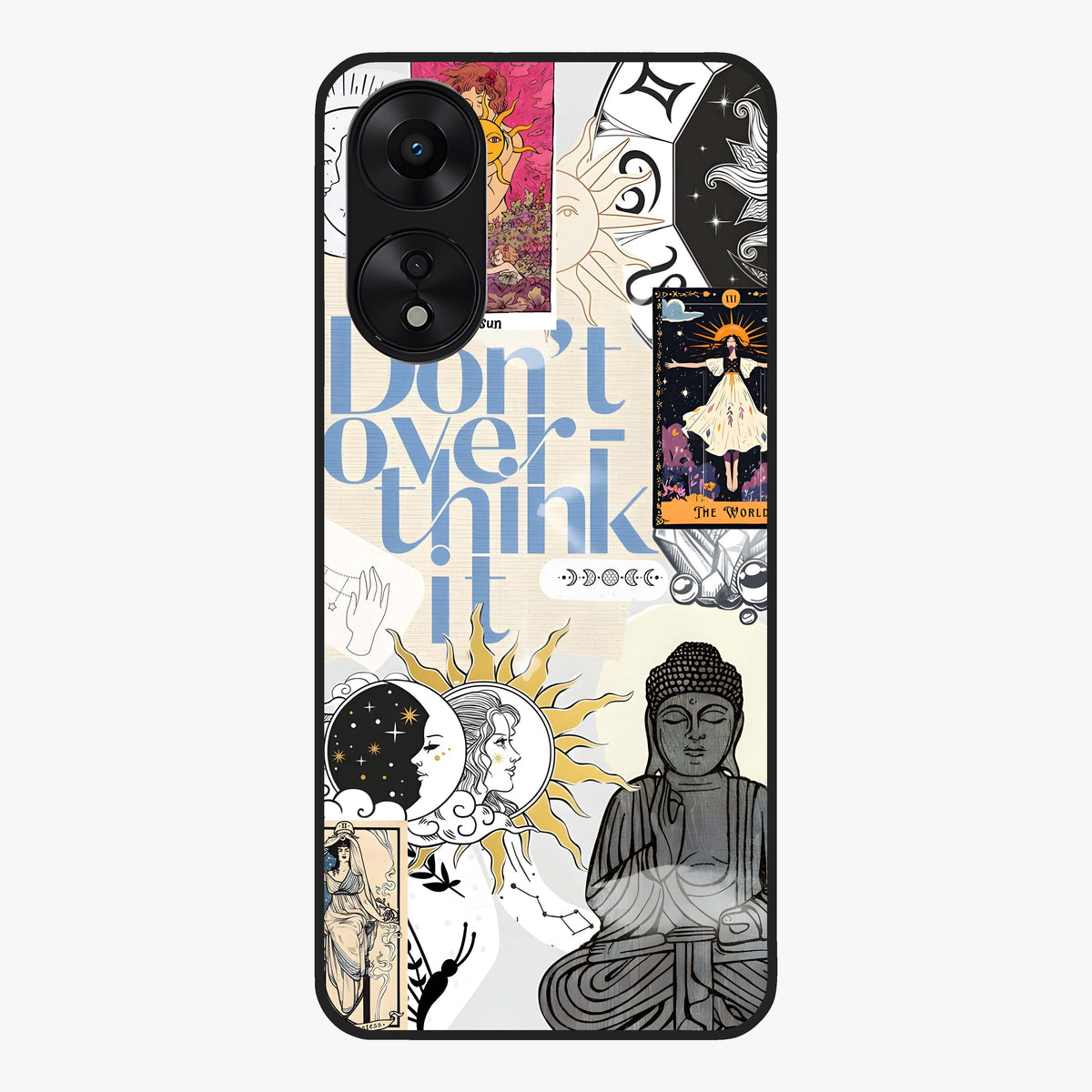 Ethereal Thoughts Glass Case showing flat back view with dreamy artistic artwork and glossy glass finish.