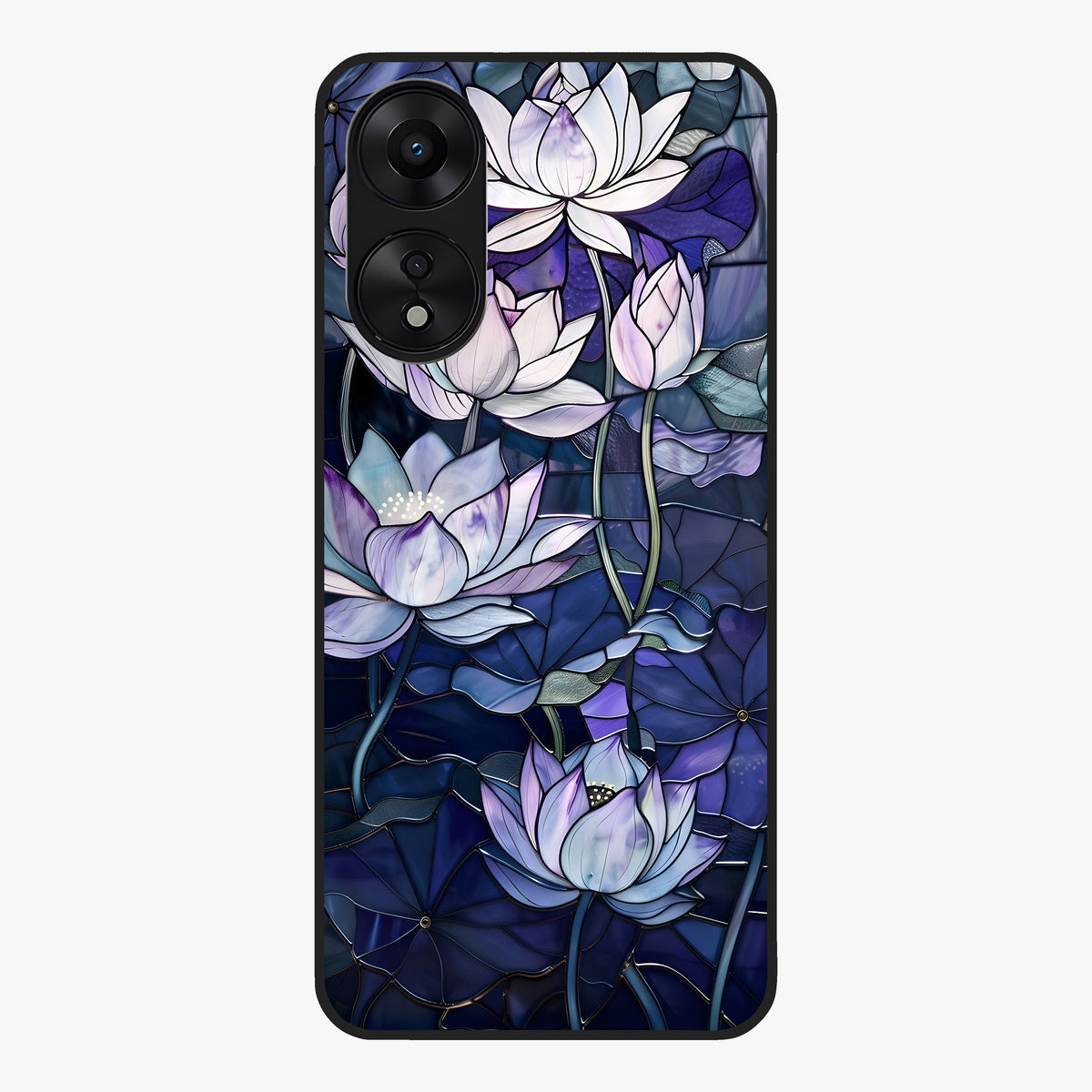 Gloss Petal Rush Glass Case showing flat back view with glossy flower petal artwork and smooth glass finish.