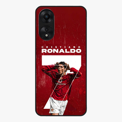 Goal Celebration Legacy Glass Case showing flat back view with football celebration inspired artwork and glossy glass finish.