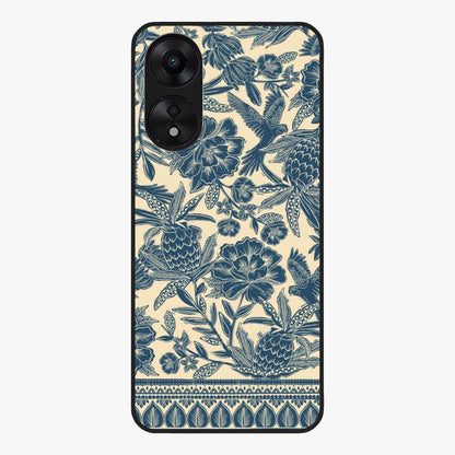 Heirloom Wild Bloom Glass Case showing flat back view with vintage inspired wild flower artwork and glossy glass finish.