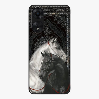 Majestic Ride Legacy Glass Case showing flat back view with powerful automotive inspired artwork and glossy glass finish.