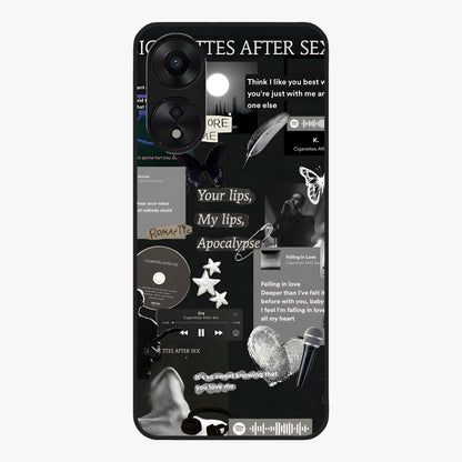 Midnight Love Echo Glass Case showing flat back view with romantic midnight themed artwork and glossy glass finish.