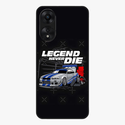 Midnight Racing Legacy Glass Case showing flat back view with sleek racing inspired artwork and glossy glass finish.