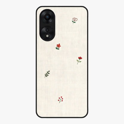 Minimal Petal Whispers Glass Case showing flat back view with soft minimal floral artwork and glossy glass finish.