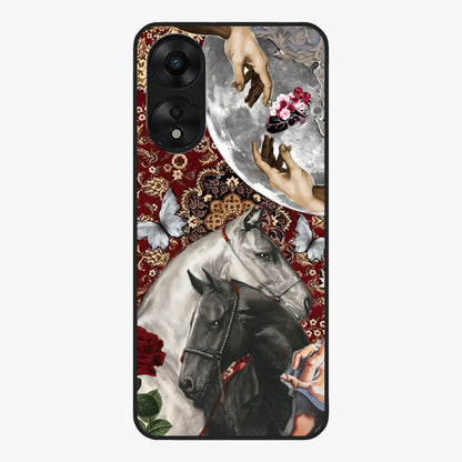 Moonlit Royal Stallion Glass Case showing flat back view with majestic horse under moonlight artwork and glossy glass finish.