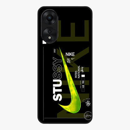 Neon Street Edition Glass Case showing flat back view with neon street style artwork and glossy glass finish.