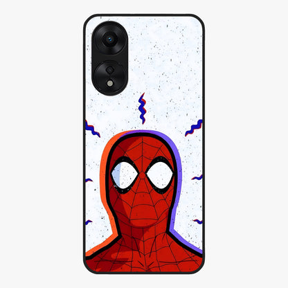 Omg Spiderman Glass Case showing flat back view with bold superhero inspired artwork and glossy glass finish.