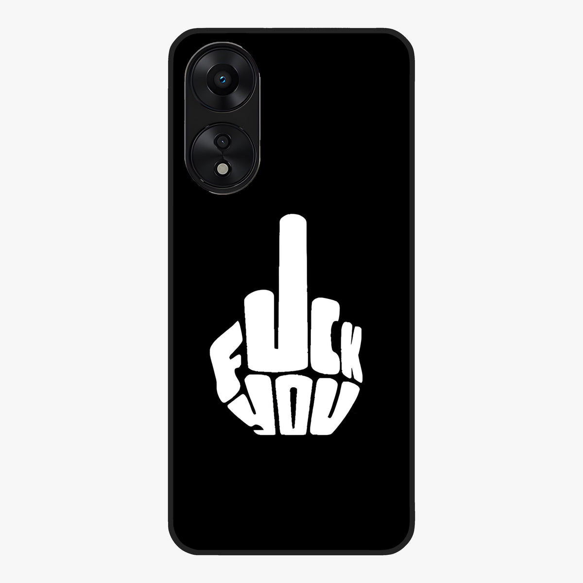Rebel Mode On Glass Case showing flat back view with bold rebellious typography artwork and glossy glass finish.