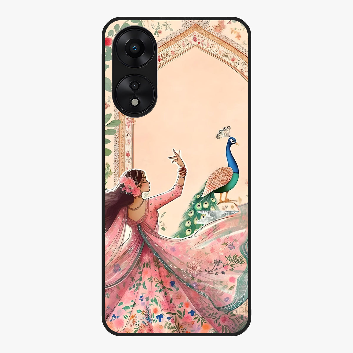 Royal Grace Muse Glass Case showing flat back view with elegant artistic artwork and glossy glass finish.