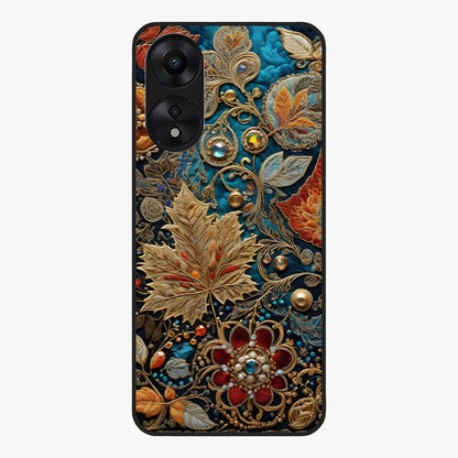 Royal Jewel Garden Glass Case showing flat back view with decorative floral garden artwork and glossy glass finish.