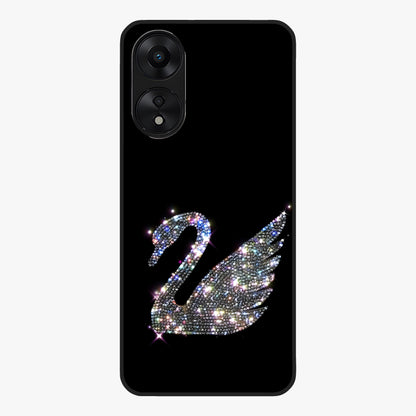 Starlit Swan Grace Glass Case showing flat back view with graceful swan artwork under starry sky and glossy glass finish.