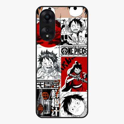 Strawhat Chaos Panels Glass Case showing flat back view with anime inspired chaos panel artwork and glossy glass finish.