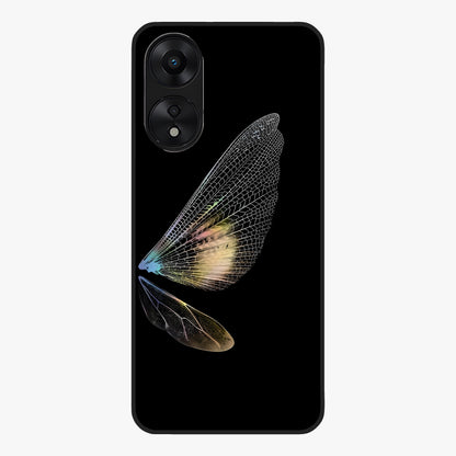Whispers Of Wings Glass Case showing flat back view with graceful wing inspired artwork and glossy glass finish.