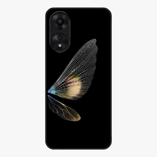 Whispers Of Wings Glass Case showing flat back view with graceful wing inspired artwork and glossy glass finish.