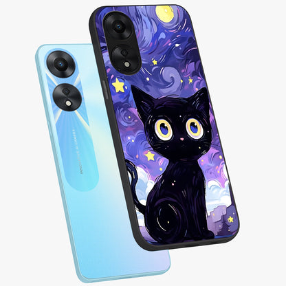 Abstract Cat Art Glass Case displayed in angled mockup highlighting modern abstract cat artwork and sleek glass surface.