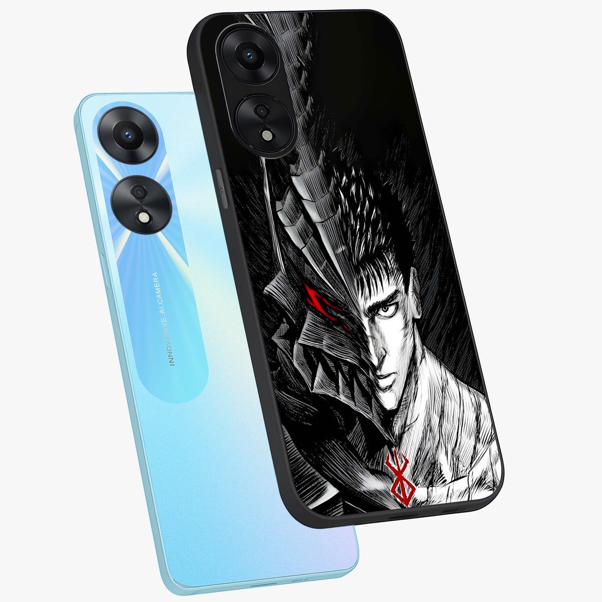 Berserker Blood Oath Glass Case displayed in angled mockup highlighting dark fantasy graphic design and powerful theme.