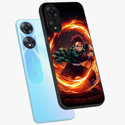 Blazing Sword Resolve Glass Case displayed in angled mockup highlighting powerful sword illustration and bold fantasy theme.