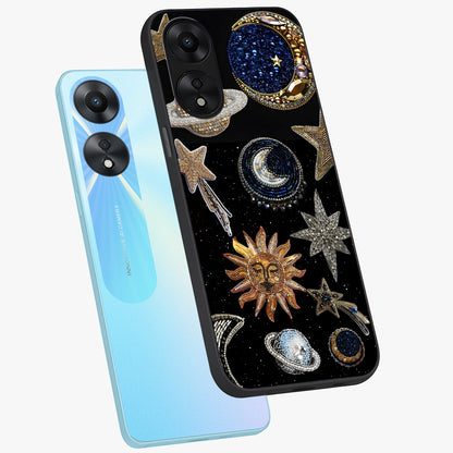 Celestial Gem Constellations Glass Case displayed in angled mockup highlighting gemstone inspired constellation design.
