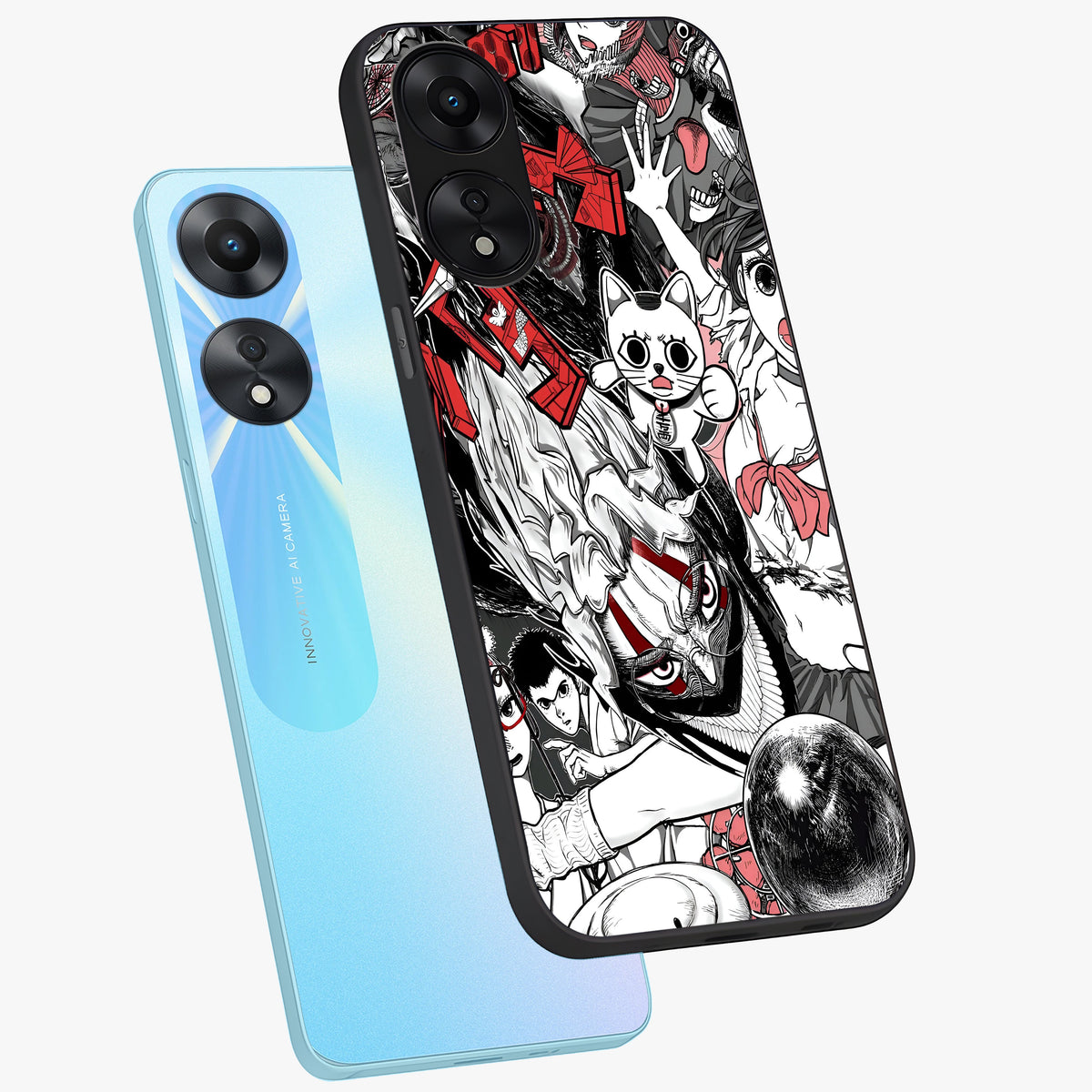 Crimson Chaos Panel Glass Case displayed in angled mockup highlighting chaotic panel style design with modern graphic theme.