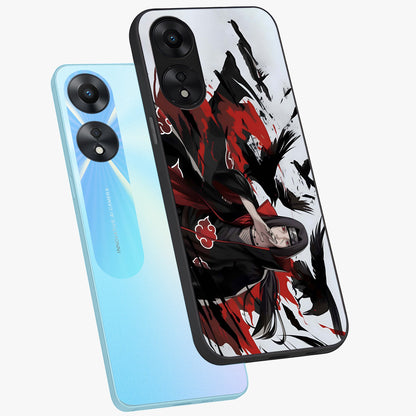 Crimson Crow Illusion Glass Case displayed in angled mockup highlighting mysterious crow graphic with dark aesthetic style.
