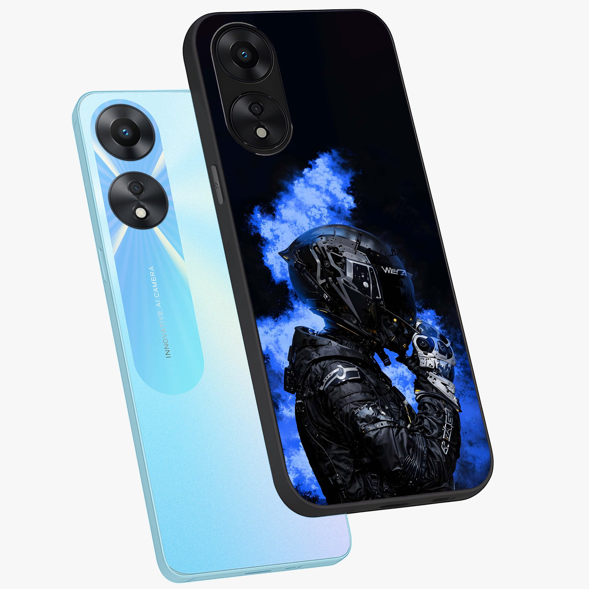 Cyber Sentinel Protocol Glass Case displayed in angled mockup highlighting digital cyber design with sci-fi aesthetic style.