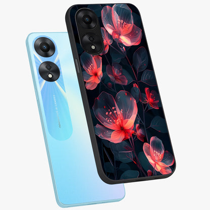 Dark Shade of Flower Glass Case displayed in angled mockup highlighting moody floral illustration with aesthetic dark tones.