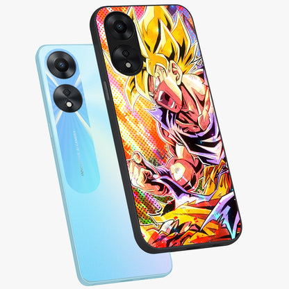 Firing Goku Glass Case displayed in angled mockup highlighting dynamic anime character design with action aesthetic.