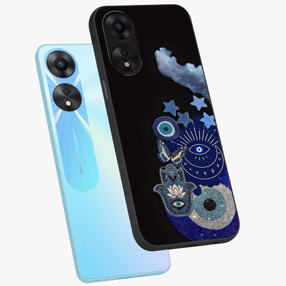 Galactic Charm Cluster Glass Case displayed in angled mockup highlighting luminous galaxy inspired design with dreamy aesthetic.