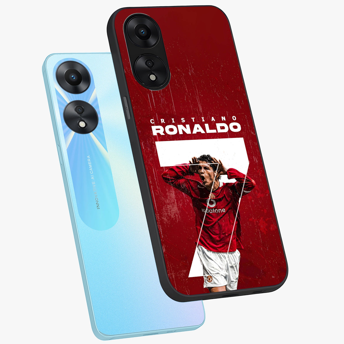 Goal Celebration Legacy Glass Case displayed in angled mockup highlighting energetic sports celebration design with bold athletic theme.