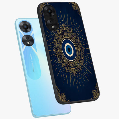 Golden Celestial Charm Glass Case displayed in angled mockup highlighting sparkling cosmic charm design with celestial aesthetic.