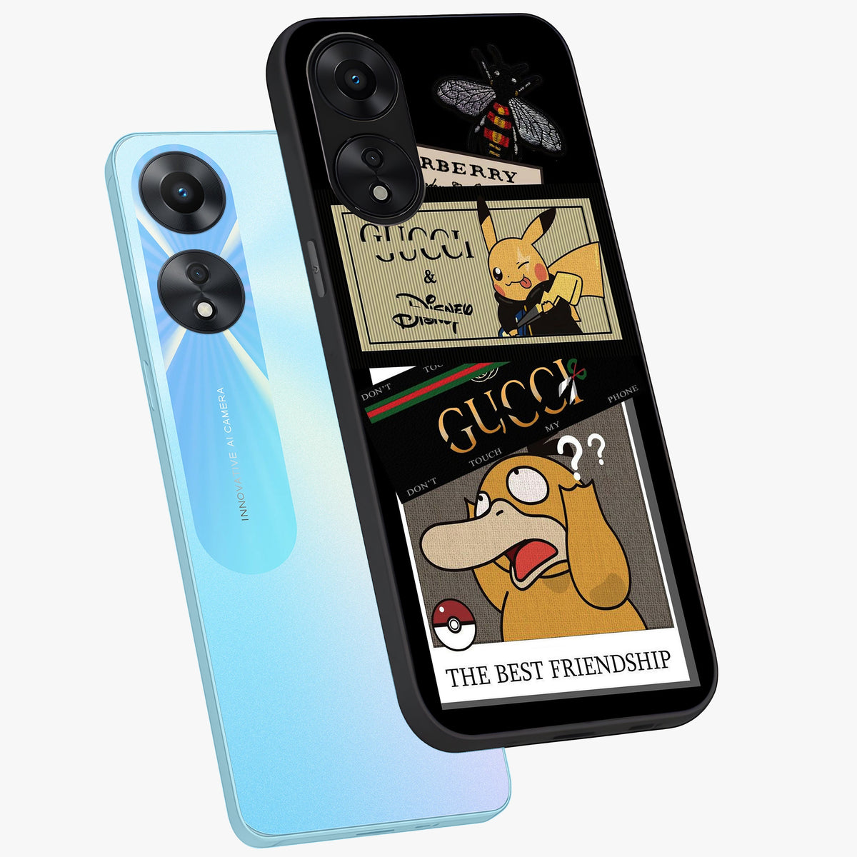 Gucci Play Mashup Glass Case displayed in angled mockup highlighting stylish fashion mashup design with bold aesthetic.