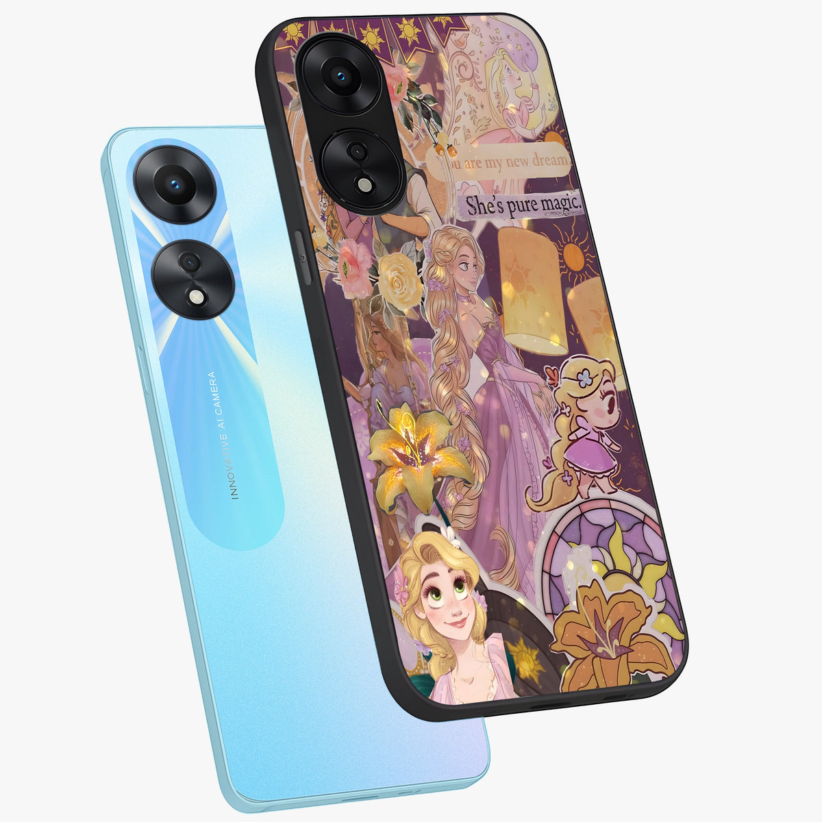 Magical Tangled Dream Glass Case displayed in angled mockup highlighting whimsical fantasy design with magical aesthetic.