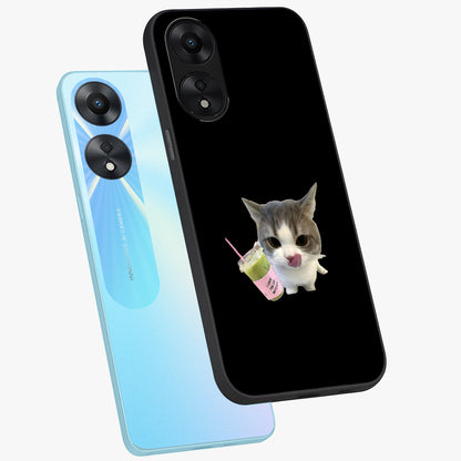 Matcha Cat Style Glass Case displayed in angled mockup highlighting playful feline design with pastel matcha aesthetic.