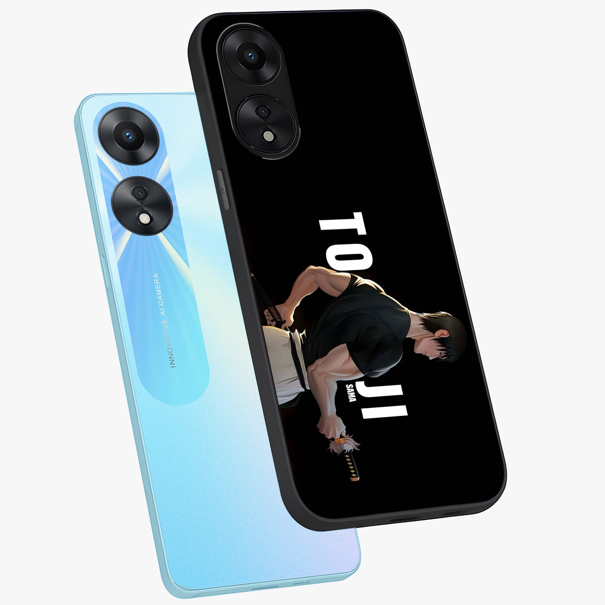 Midnight Blade Resolve Glass Case displayed in angled mockup highlighting powerful blade illustration with dramatic dark aesthetic.