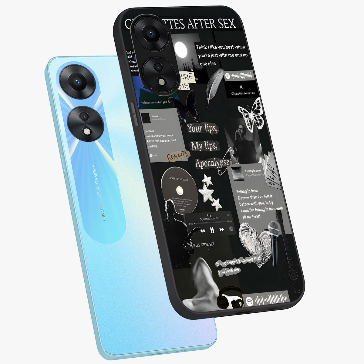 Midnight Love Echo Glass Case displayed in angled mockup highlighting elegant love inspired design with deep aesthetic style.