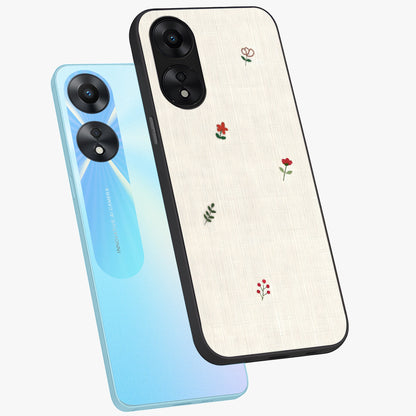 Minimalistic Blue With White Flower Pattern Glass Case displayed in angled mockup highlighting simple floral design with minimal aesthetic.