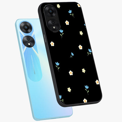 Minimal Petal Whispers Glass Case displayed in angled mockup highlighting delicate petal design with clean minimal aesthetic.