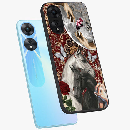 Moonlit Royal Stallion Glass Case displayed in angled mockup highlighting powerful stallion illustration with royal night aesthetic.