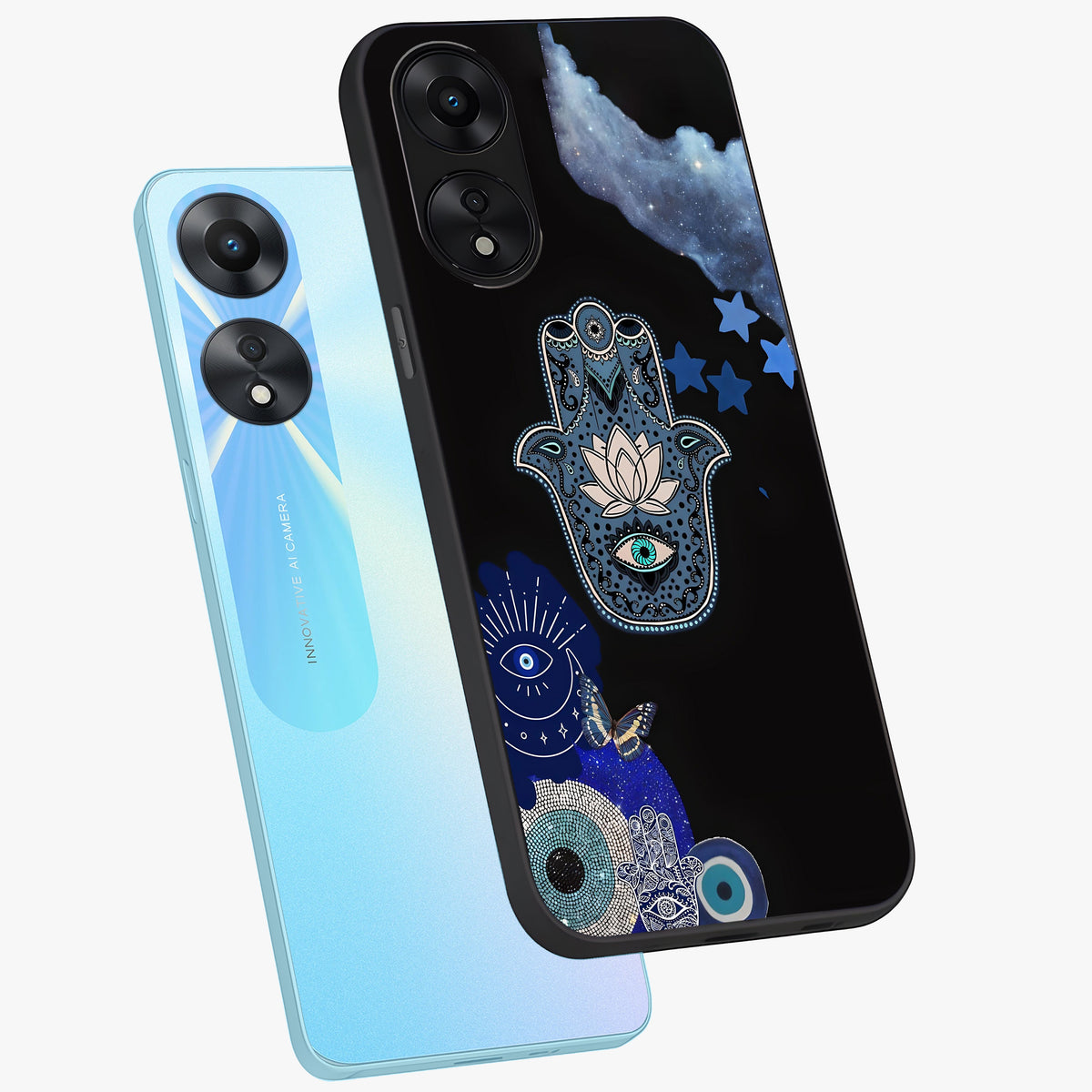 Mystic Hand Aura Glass Case displayed in angled mockup highlighting magical aura design with spiritual aesthetic style.