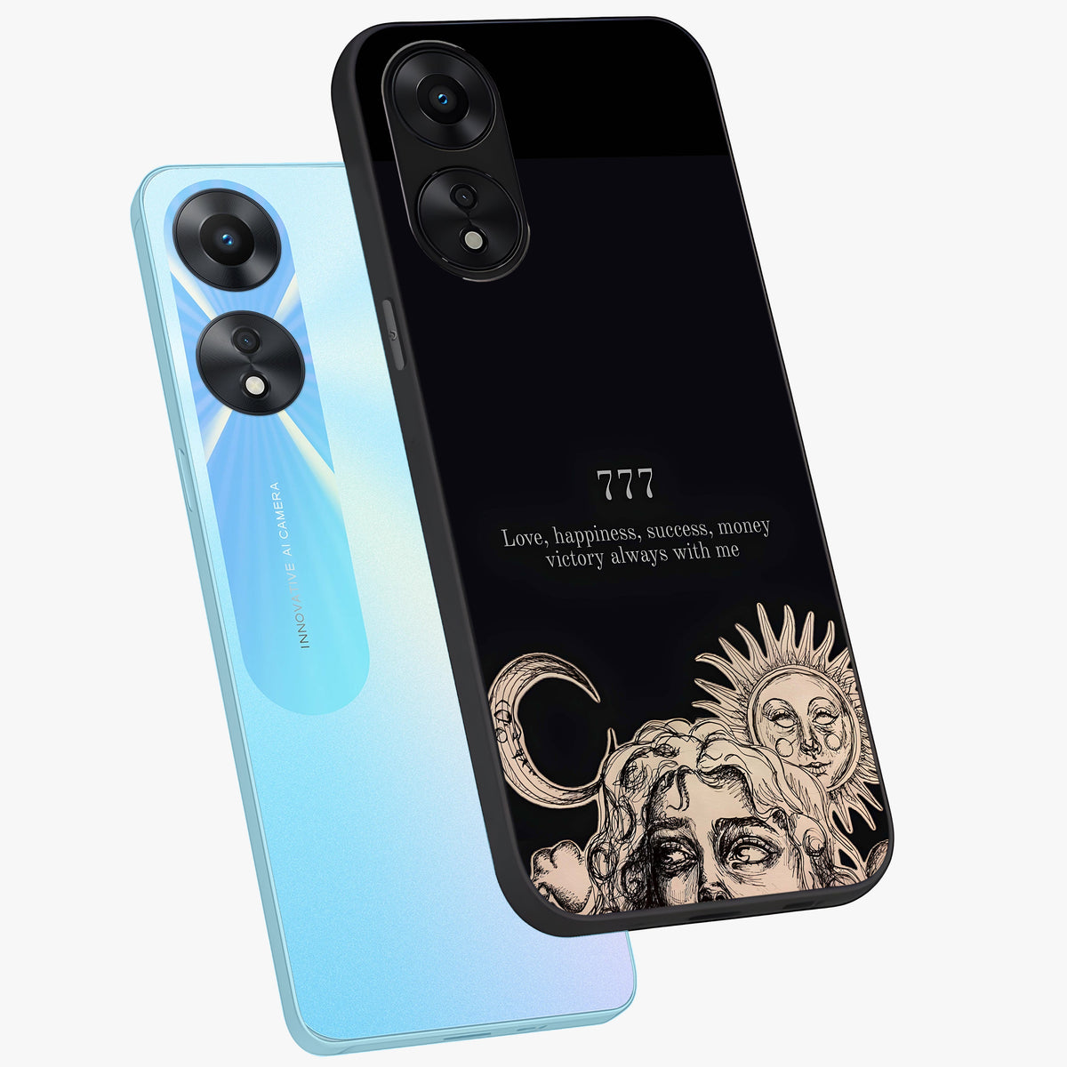Mystic Victory Aura Glass Case displayed in angled mockup highlighting energetic aura design with bold mystical aesthetic.