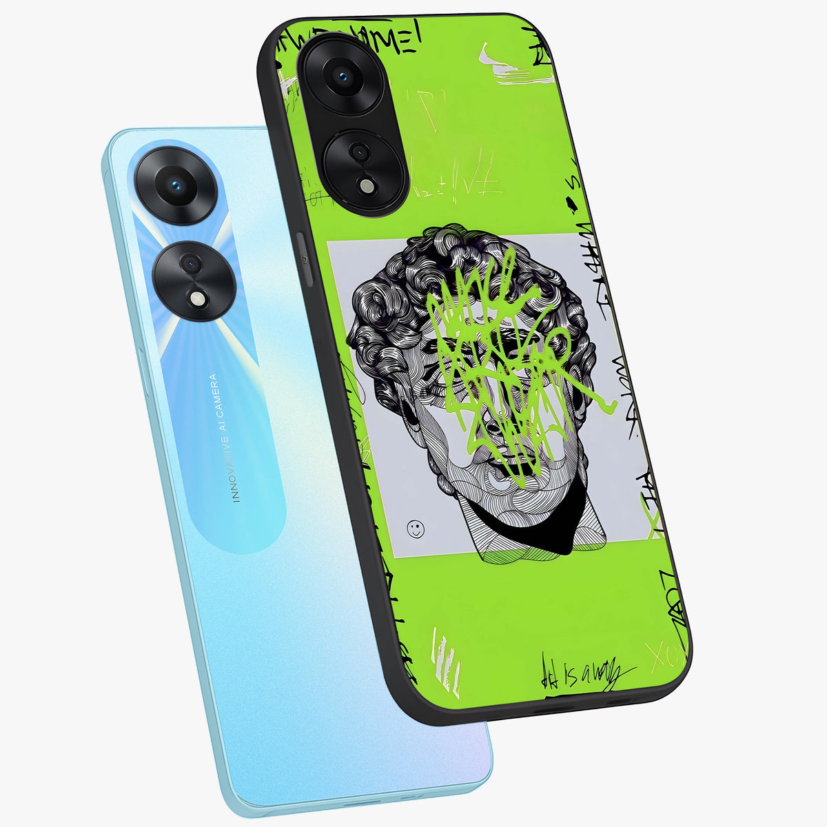 Neo Graffiti Rebellion Glass Case displayed in angled mockup highlighting urban street art design with rebellious aesthetic.