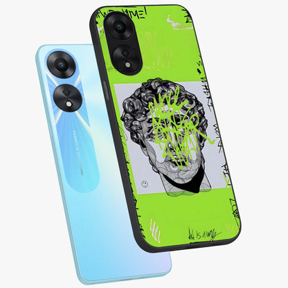 Neo Graffiti Rebellion Glass Case displayed in angled mockup highlighting urban street art design with rebellious aesthetic.
