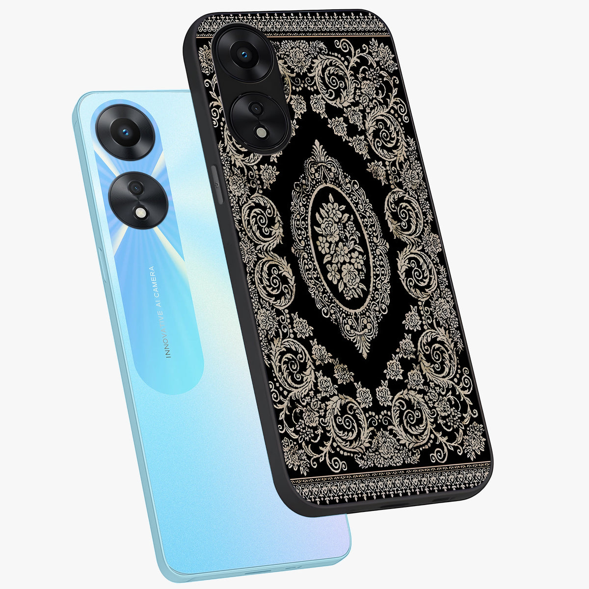 Noir Bloom Elegance Glass Case displayed in angled mockup highlighting refined flower design with stylish noir aesthetic.