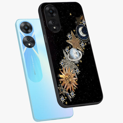Pearls Universe Object Glass Case displayed in angled mockup highlighting celestial pearl design with dreamy aesthetic.