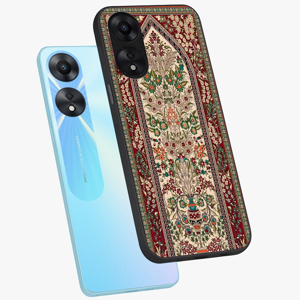 Persian Inspired Glass Case displayed in angled mockup highlighting intricate traditional design with elegant cultural aesthetic.