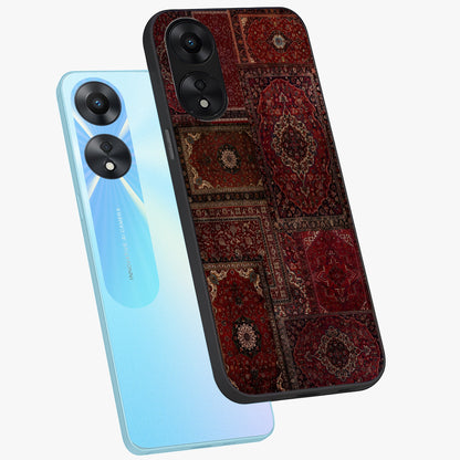 Persian Velvet Tale Glass Case displayed in angled mockup highlighting ornate textile inspired design with royal aesthetic.