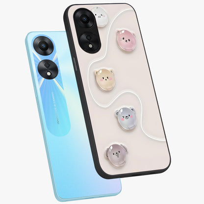 Puffy Face Parade Glass Case displayed in angled mockup highlighting playful cartoon face design with fun aesthetic.