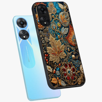Royal Jewel Garden Glass Case displayed in angled mockup highlighting vibrant jewel inspired floral design with elegant aesthetic.